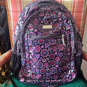 Hawaiian Floral Backpack - Black and Pink